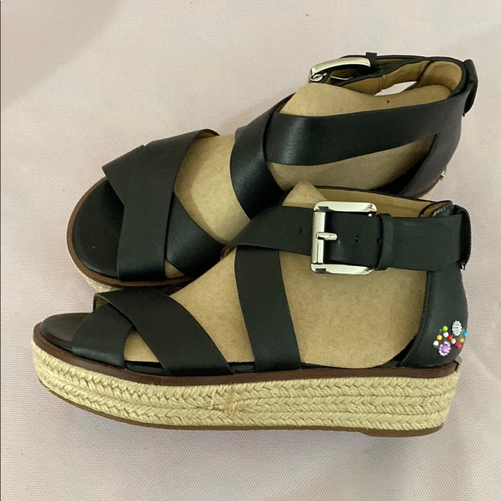 Michael Kors Collection Black Sandals with Ankle Straps